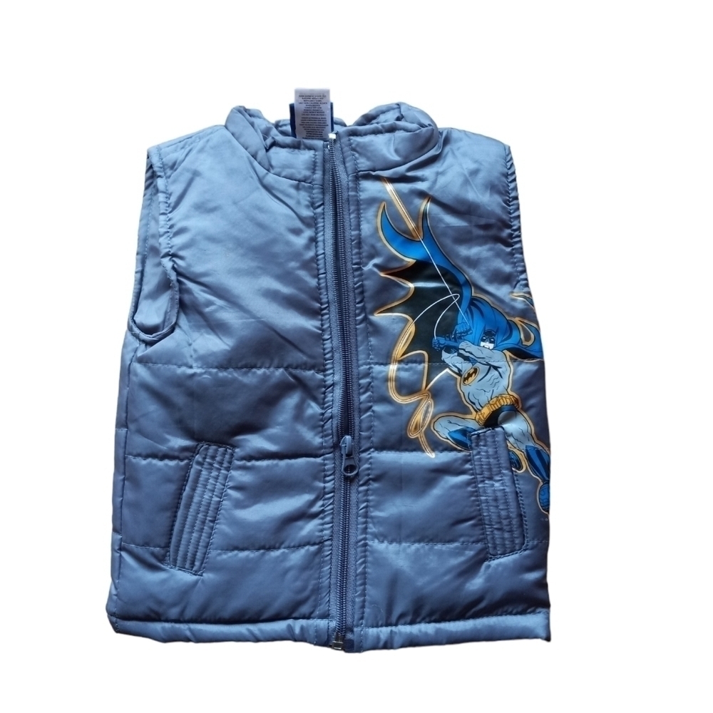 Batman Boy Puffer  Bleu /Gray Coat 2T Sleeveless Jacket in Great Shape